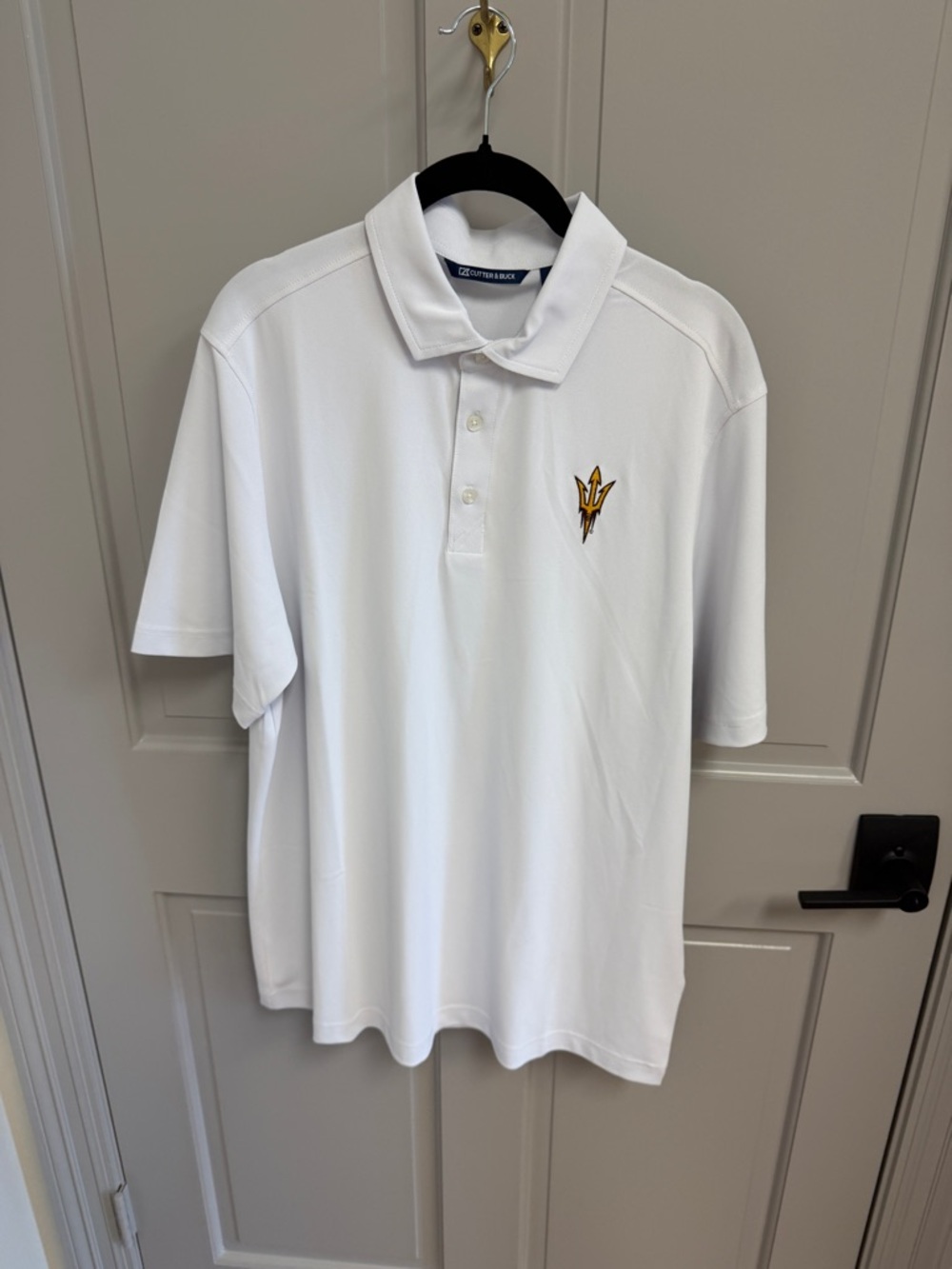 Cutter & Buck White Arizona St Polo with Gold Trident Logo